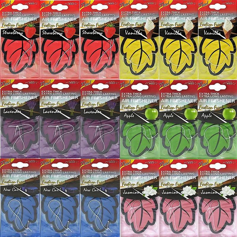 3-60Pcs Car Air Freshener Natural Scented Tea Paper Auto Hanging Vanilla Perfume Fragrance Leaf Shape Car Accessories Interior