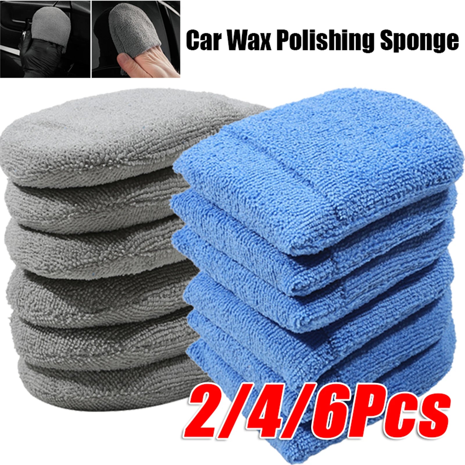 2/4/6Pcs Soft Microfiber Car Wax Applicator Mitts Polishing Sponge Wax Foam Car Wax Applicator Pad Car Detailing Cleaning Tools