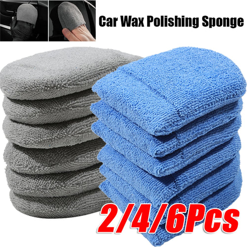 2/4/6Pcs Soft Microfiber Car Wax Applicator Mitts Polishing Sponge Wax Foam Car Wax Applicator Pad Car Detailing Cleaning Tools