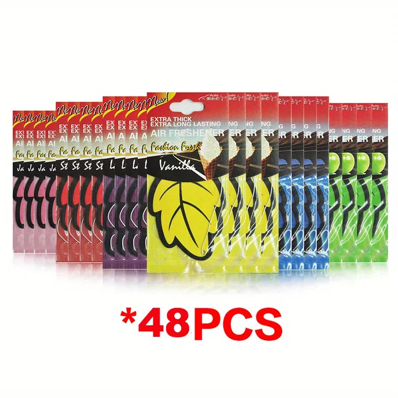 3-60Pcs Car Air Freshener Natural Scented Tea Paper Auto Hanging Vanilla Perfume Fragrance Leaf Shape Car Accessories Interior