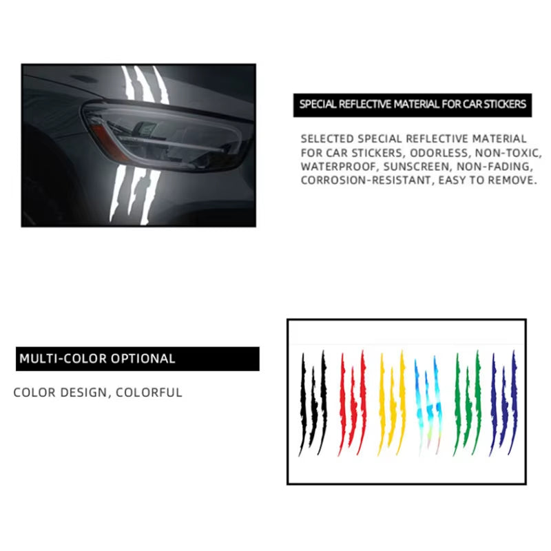 Motorcycle Car Sticker Universal Monster Claw Scratched Stripe Decal Marker Reflective Waterproof Moto Decoration Accessories