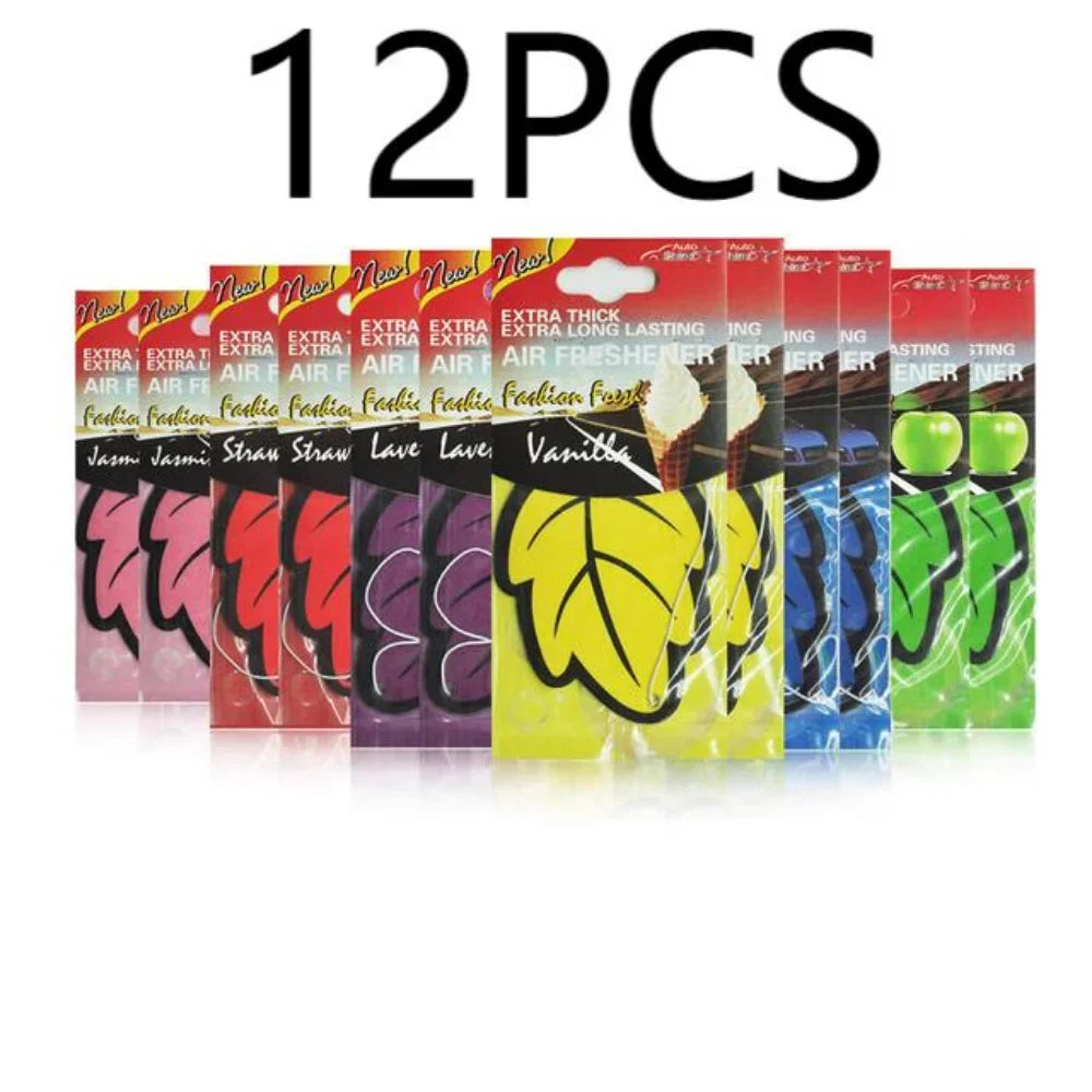 3-60Pcs Car Air Freshener Natural Scented Tea Paper Auto Hanging Vanilla Perfume Fragrance Leaf Shape Car Accessories Interior