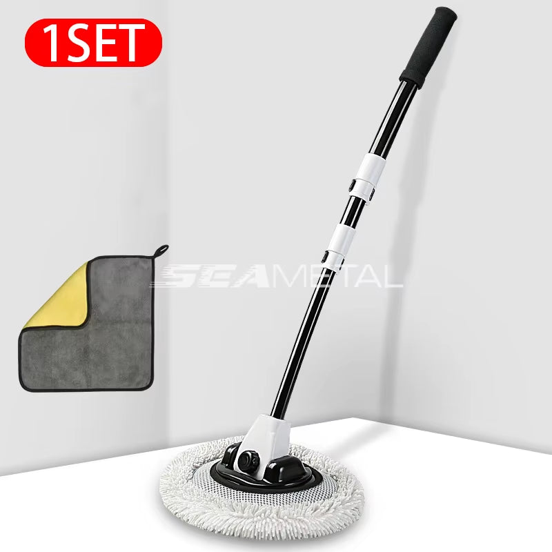 15 Degree Bend Car Cleaning Brush Car Wash Brush Telescoping Long Handle Cleaning Mop Chenille Broom for Car Wash Care