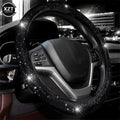 Universal 38CM Rhinestones Steering Wheel Cover with Crystal Diamond Sparkling Car Breathable Anti-Slip Steering Wheel Protector
