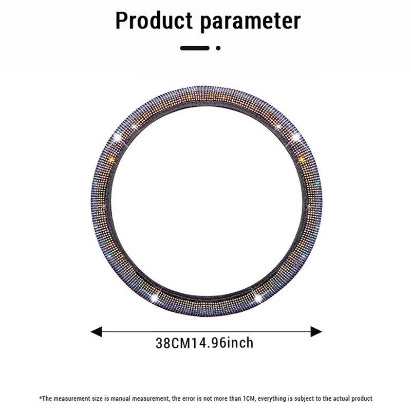 Crystal Car Steering Wheel Cover for Women Girls Cute Glitter Steer Wheel Cover Bling Rhinestone Diamond Car Steering Protection