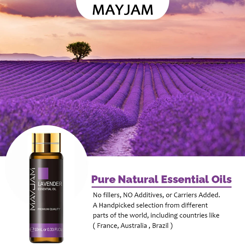 10ML Aromatic Diffuser Essential Oil Lavender Vanilla Myrrh Fragrance Oil for Soaps Candle Making Massage Humidifiers