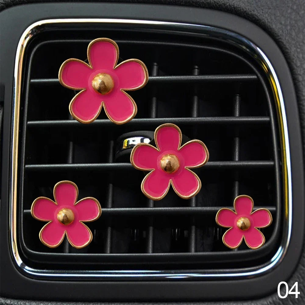 4Pcs/Set Car Outlet Vent Perfume Clips Car Air Freshener Conditioning Aromatherapy Small Daisy Interior Decoration Accessories