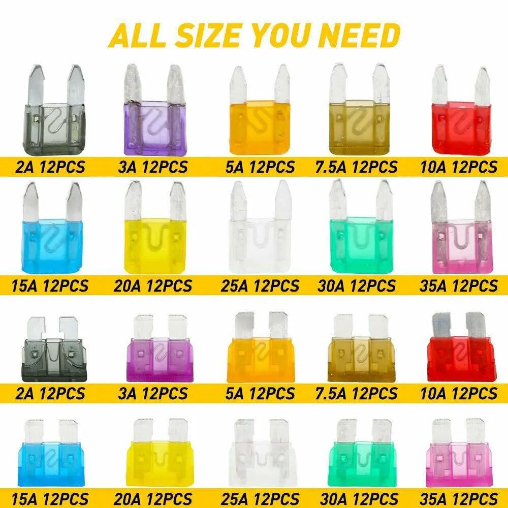 220Pcs Medium and Small Car Truck Car Blade Fuse Combo Kit Box 2A 3A 5A 7.5A 10A 15A 20A 25A 30A 35A Fuse Box Casa